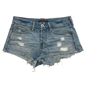 Abercrombie & Fitch Womens Blue Flat Front Distressed Denim Cut-Off Shorts 26X3